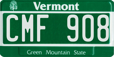 VT license plate CMF908