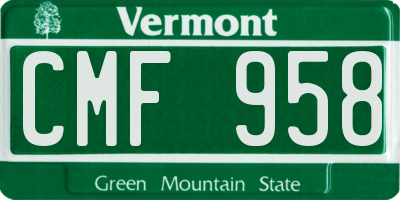 VT license plate CMF958