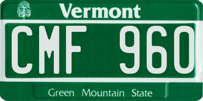 VT license plate CMF960