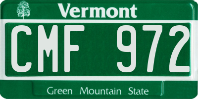 VT license plate CMF972