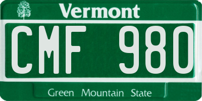 VT license plate CMF980