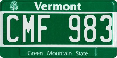 VT license plate CMF983
