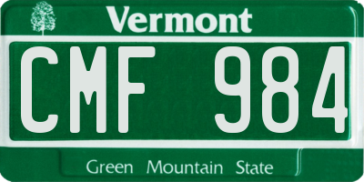 VT license plate CMF984