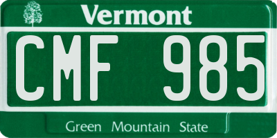 VT license plate CMF985