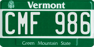 VT license plate CMF986
