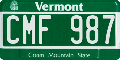 VT license plate CMF987