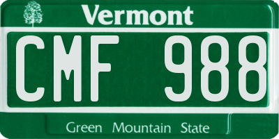 VT license plate CMF988