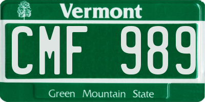 VT license plate CMF989