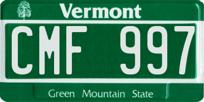 VT license plate CMF997