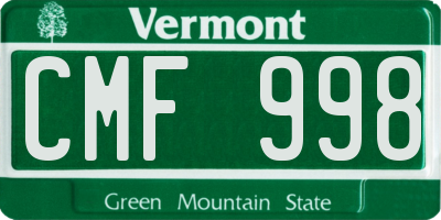 VT license plate CMF998
