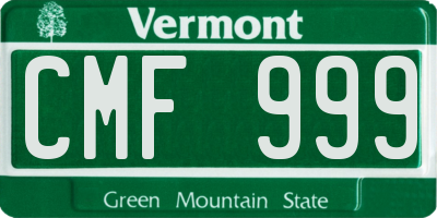 VT license plate CMF999