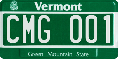 VT license plate CMG001
