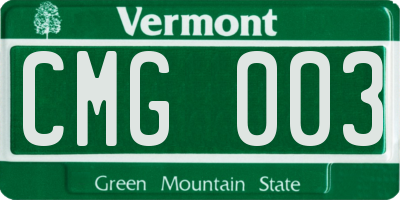 VT license plate CMG003