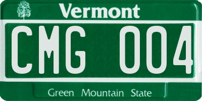 VT license plate CMG004