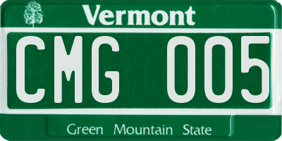 VT license plate CMG005