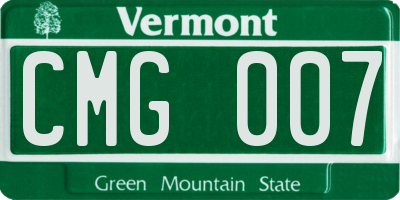 VT license plate CMG007