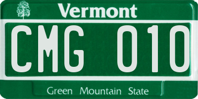 VT license plate CMG010
