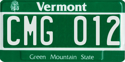 VT license plate CMG012