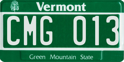 VT license plate CMG013