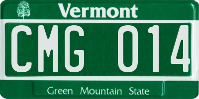 VT license plate CMG014