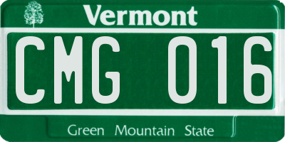 VT license plate CMG016