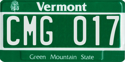 VT license plate CMG017