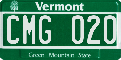 VT license plate CMG020