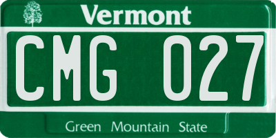 VT license plate CMG027