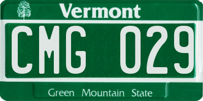 VT license plate CMG029
