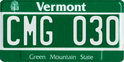 VT license plate CMG030
