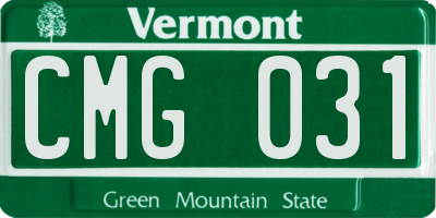 VT license plate CMG031
