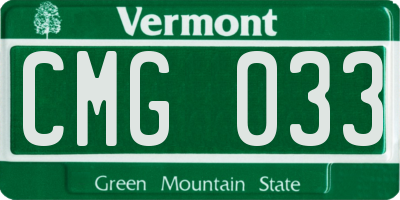 VT license plate CMG033