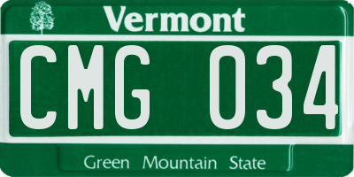 VT license plate CMG034