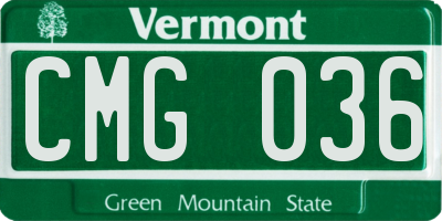 VT license plate CMG036