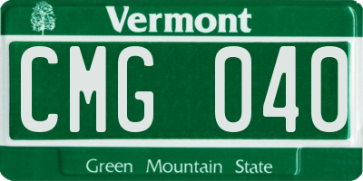 VT license plate CMG040