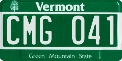 VT license plate CMG041