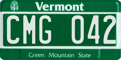 VT license plate CMG042