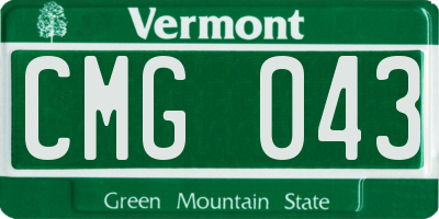 VT license plate CMG043