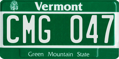 VT license plate CMG047