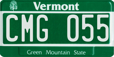 VT license plate CMG055