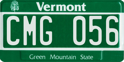 VT license plate CMG056