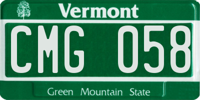 VT license plate CMG058