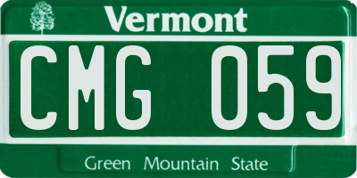 VT license plate CMG059