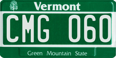 VT license plate CMG060