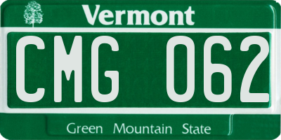 VT license plate CMG062