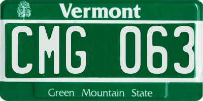 VT license plate CMG063
