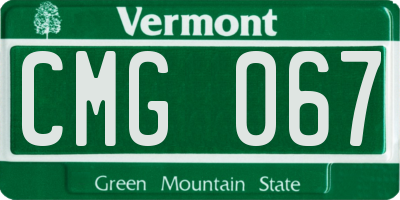 VT license plate CMG067