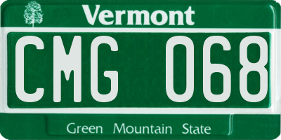 VT license plate CMG068
