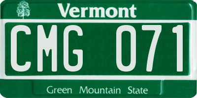 VT license plate CMG071