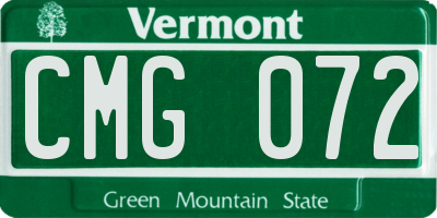 VT license plate CMG072
